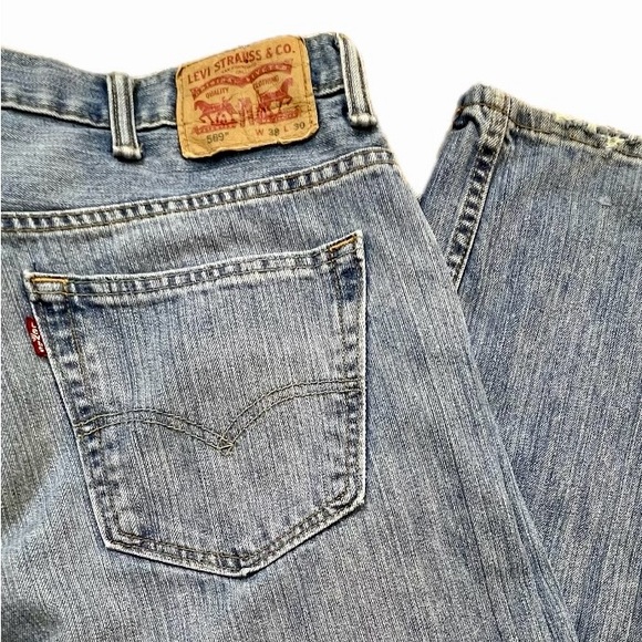 Levi's Other - Levi’s 569 38x30 medium light wash denim blue jeans straight relaxed baggy fit